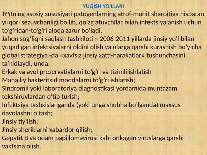 JINSIY YO’L BILAN YUQADIGAN KASALLIKLARDA HAMSHIRALIK PARVARISHI 4