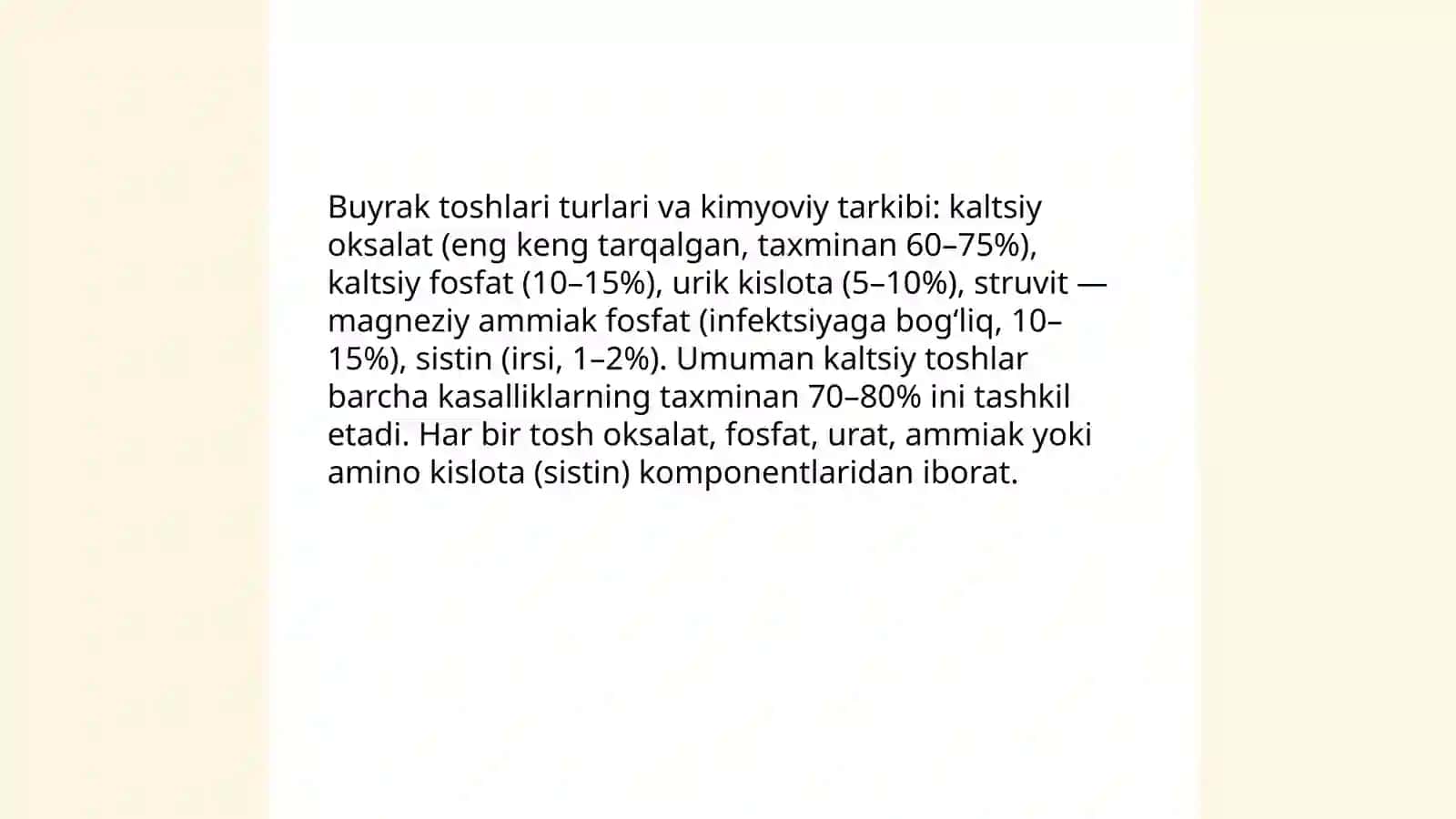 Buyrak tosh kasalliklari kelib chiqish sabablari va davolash 4