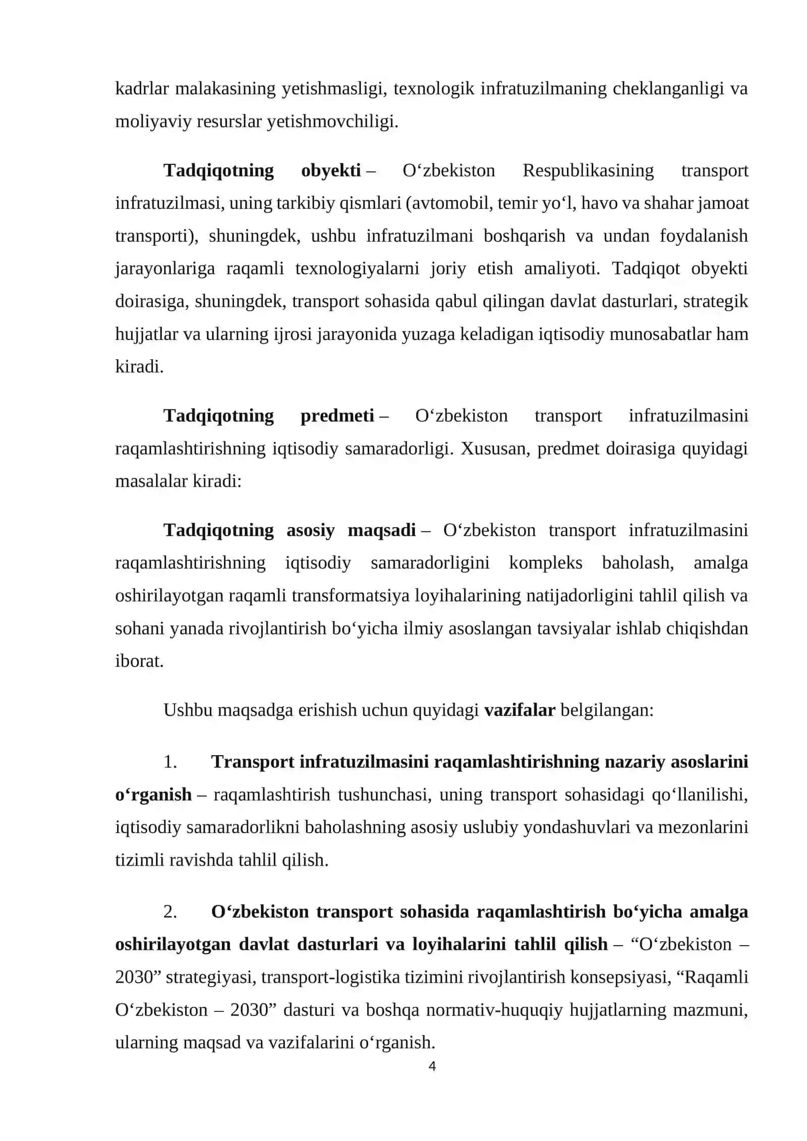 O”zbekistonda transport infratuzilmasini raqamlahtirihning iqtiodiy amaradorligi 4