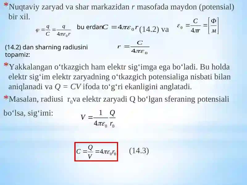 Elektrostatik maydon dagi o‘tkazgichlar 4