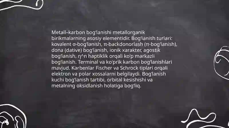 Mettalorganik birikmalar va ularning xossalari 4