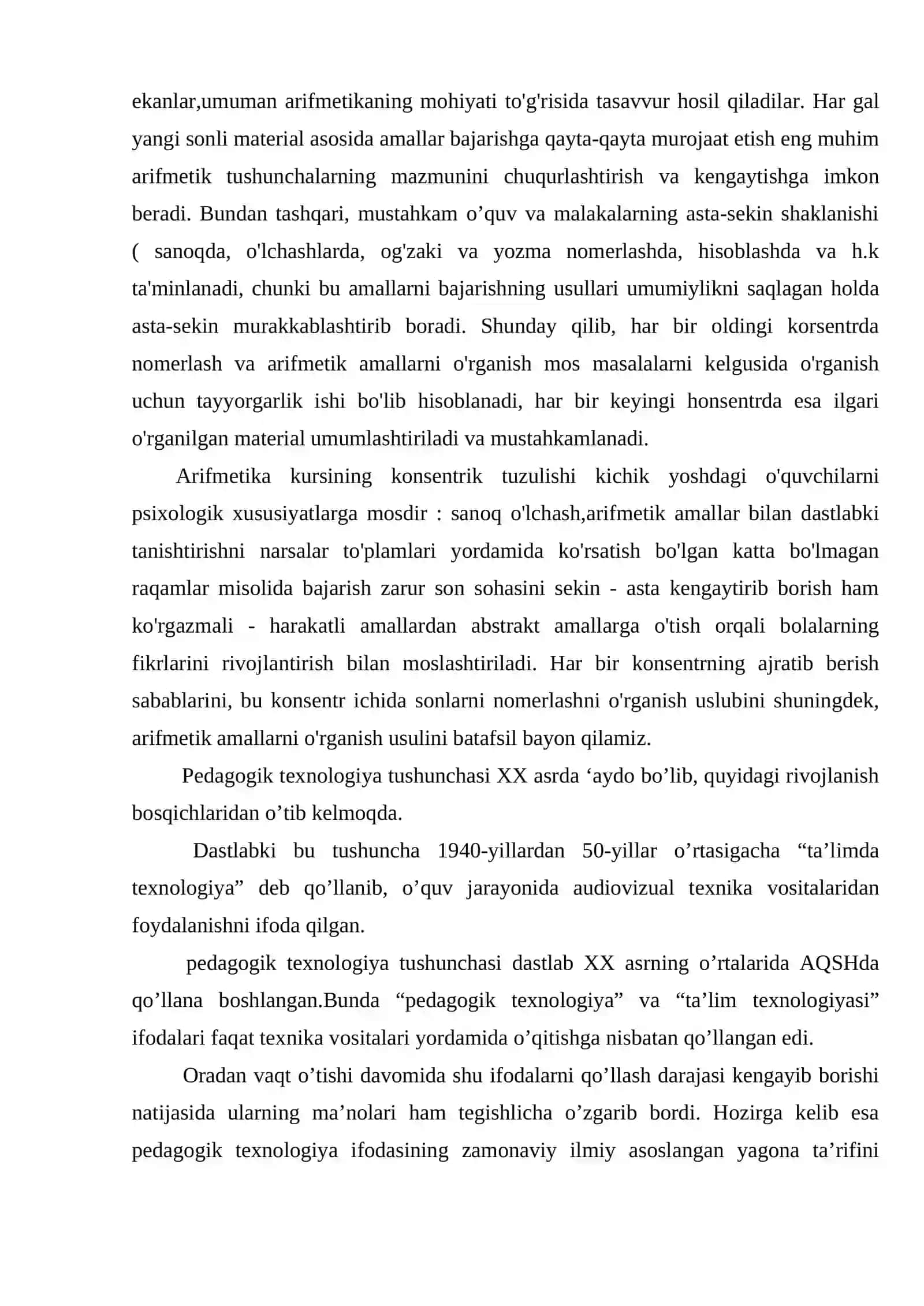ARIFMETIK AMALLARNI O'RGATISHNING UMUMIY MASALALARI 4