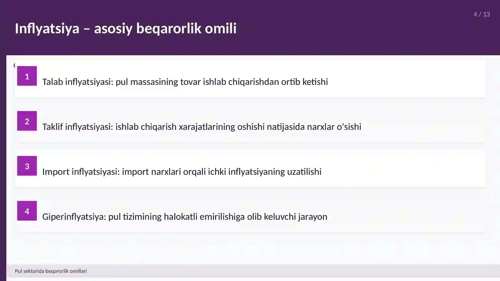 Pul sektorida beqarorlik omillari 4