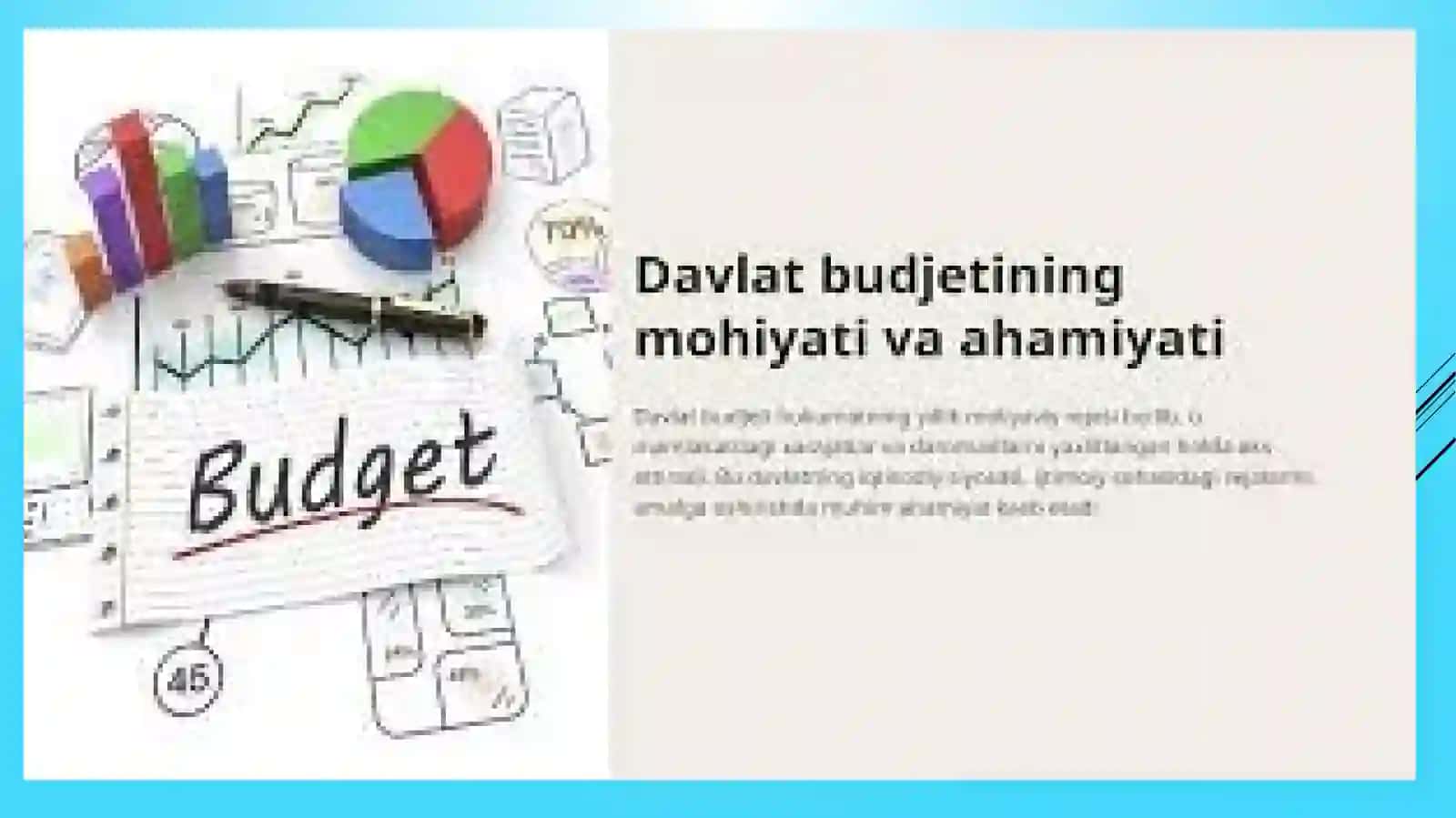 O'zbekiston Respublikasi davlat budjeti jarayonlari TIFT Universiteti Taqdimot 4