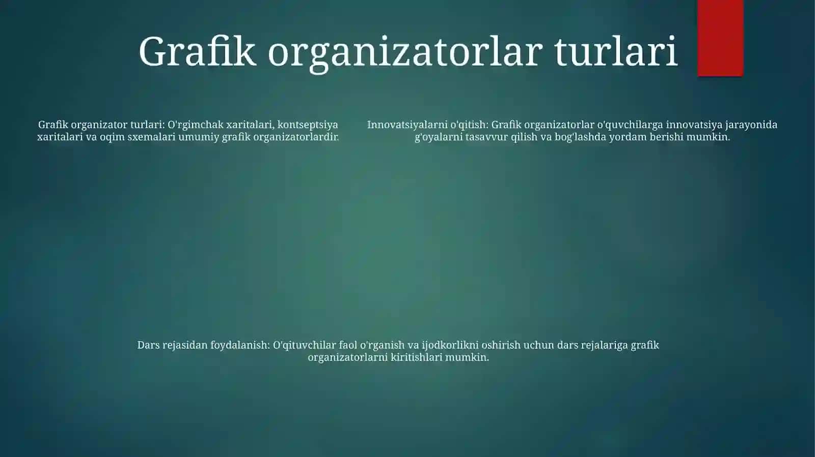 Innovatsion O'Qitishda Grafik Organayzerlar. Innovatsion Yondashuvda Aktdan Foydalanish 4