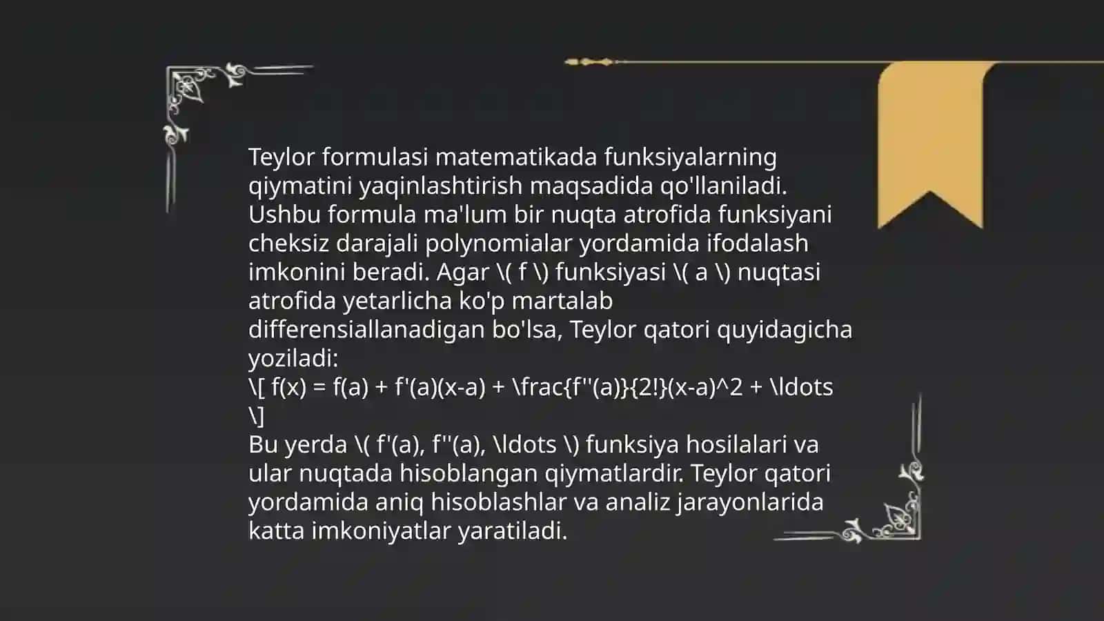 Teylor formulasi va Teylor formulasi yordamida limitlarni hisoblash 4