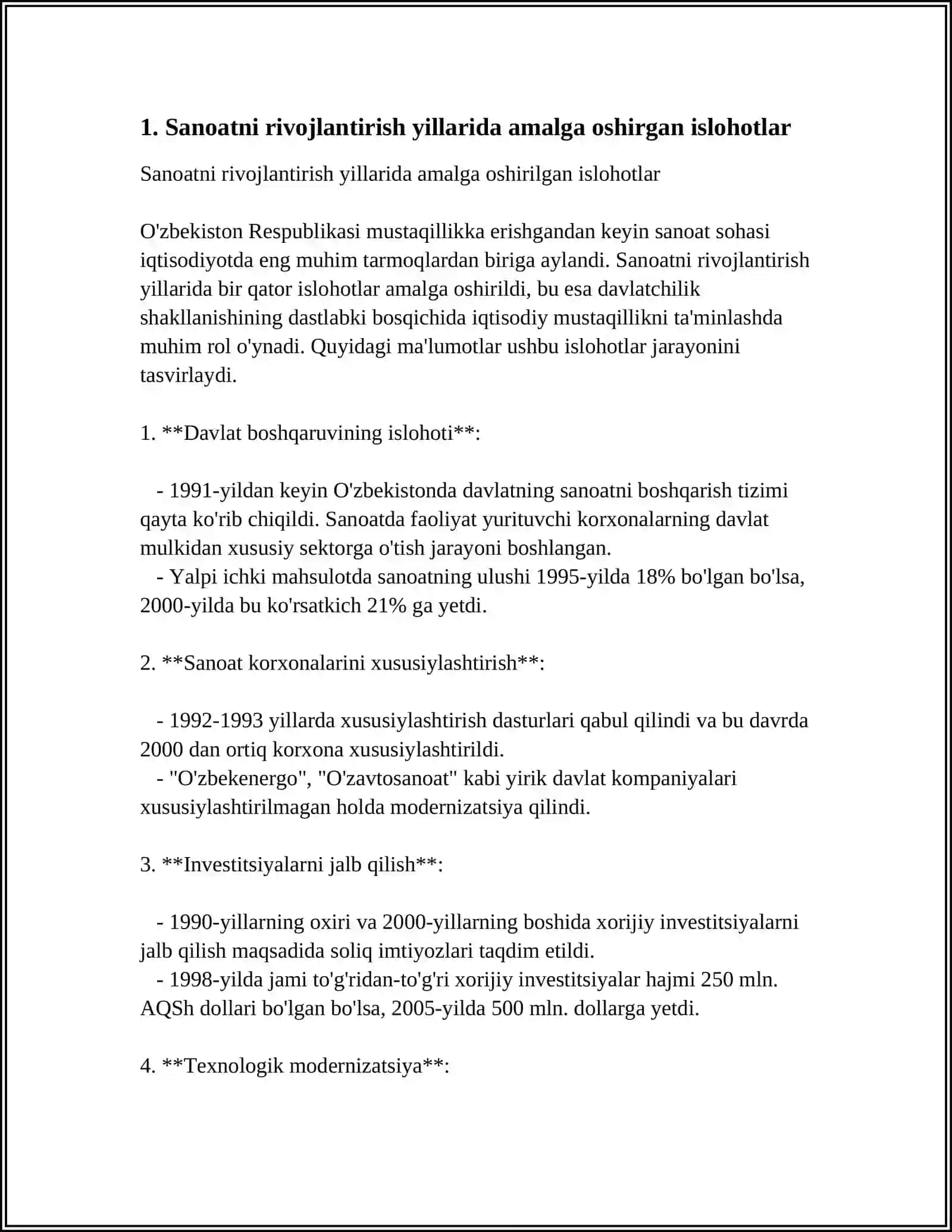 MUSTAQILLIK YILLARIDA O'ZBEKISTONDAGI IJTIMOYI IQTISODIY O'GARISHLAR 4