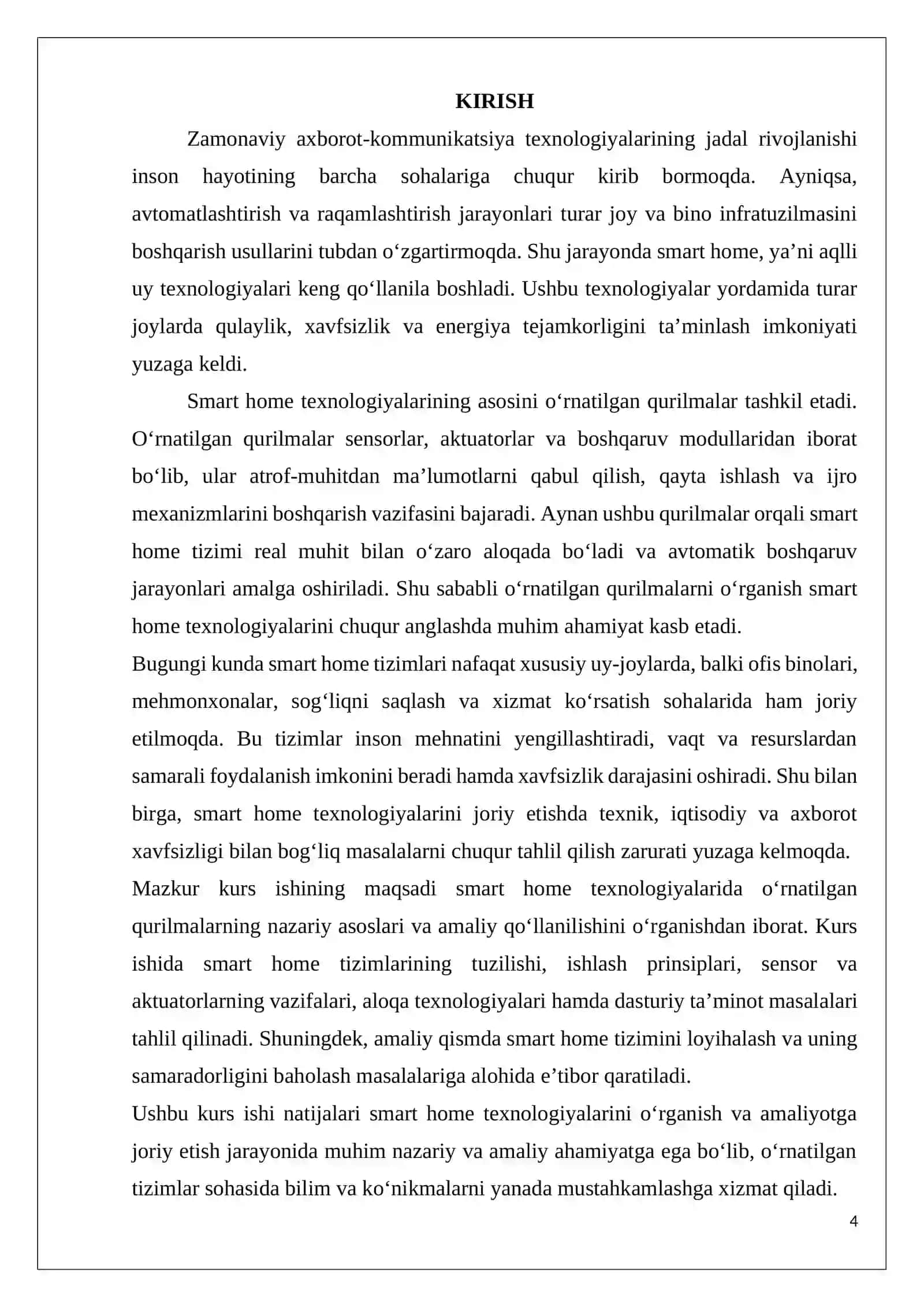 Smart home texnologiyalarida o‘rnatilgan qurilmalar 4