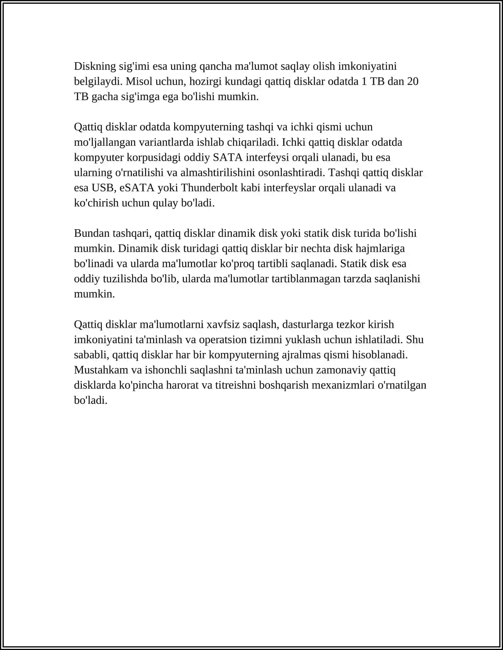 KOMPYUTER QATTIQ DISKI VA HOTIRA DISKI 4