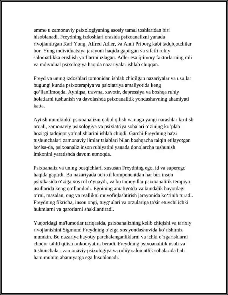 PSIXOANALIZ TA'LIMOTI VA UNING TIBBIYOTDAGI OʻRNI 4