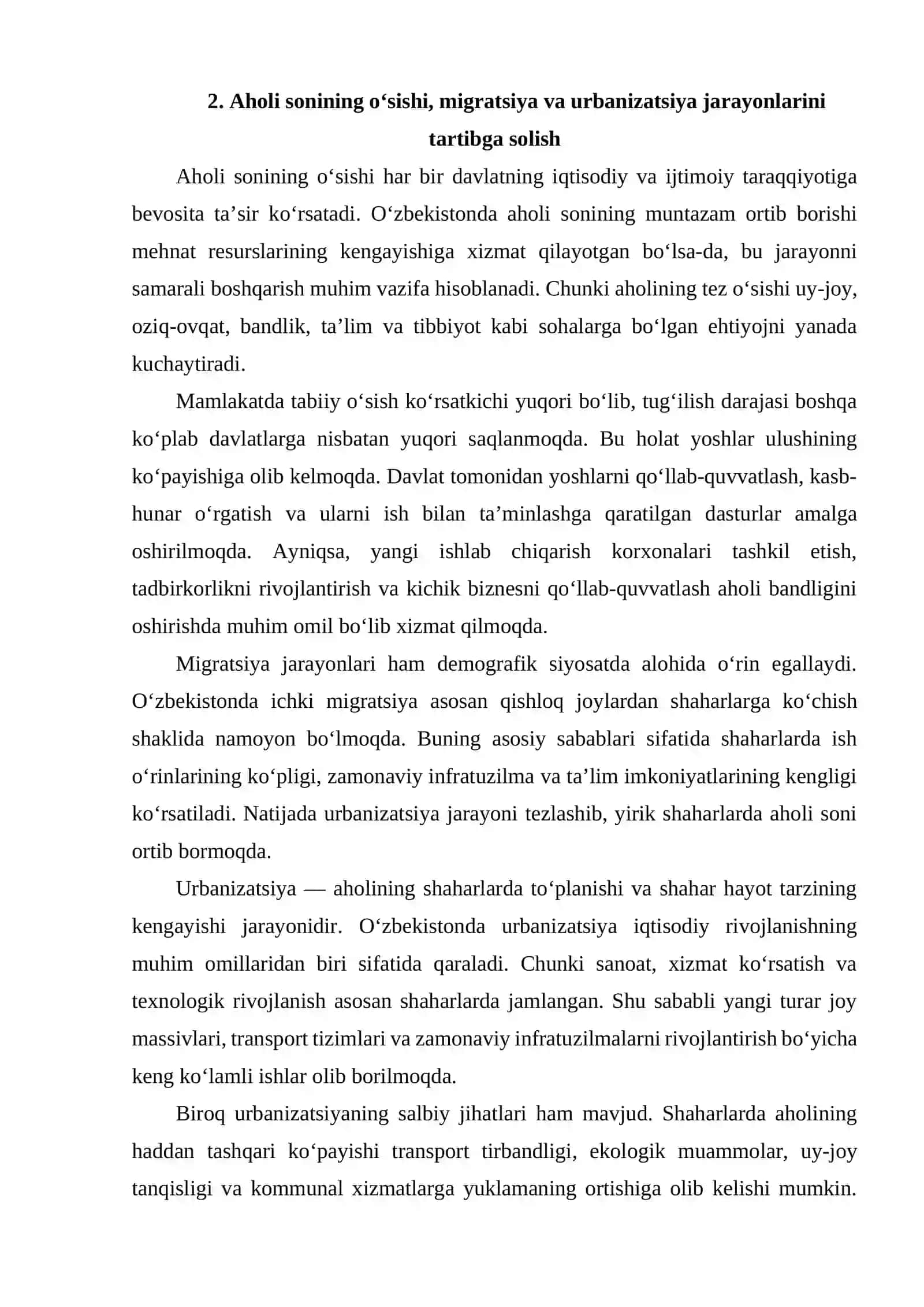 Oʻzbekiston Demografik Siyosatning Istiqbollari 4