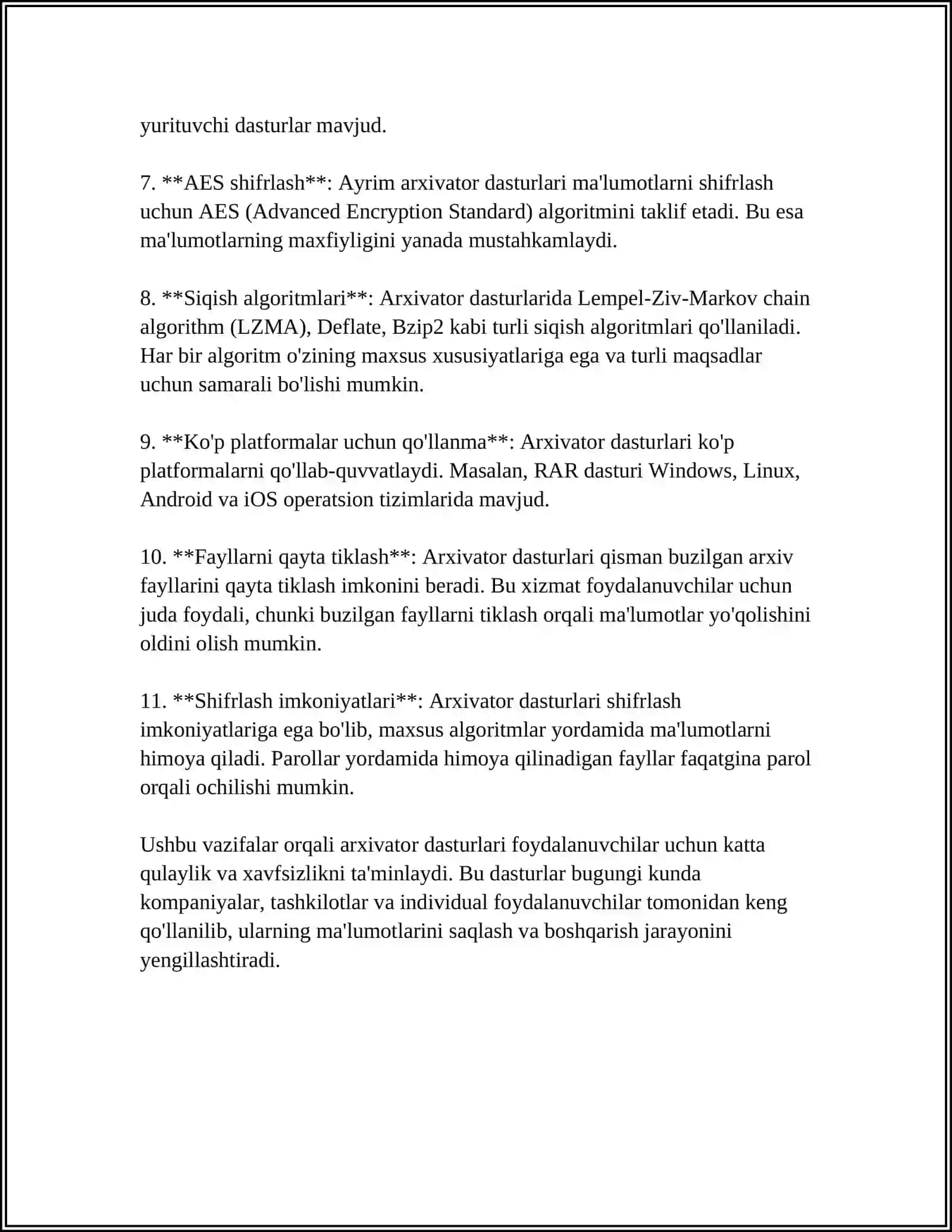 ARXIVATOR DASTURLARI VA ULARNING IMKONIYATLARI 4