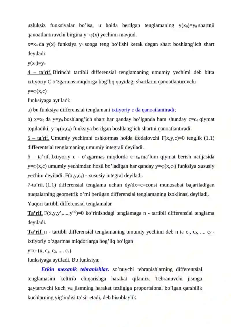 Differentsial tenglamalarning amaliy masalalar yechishga tadbiqlari 4