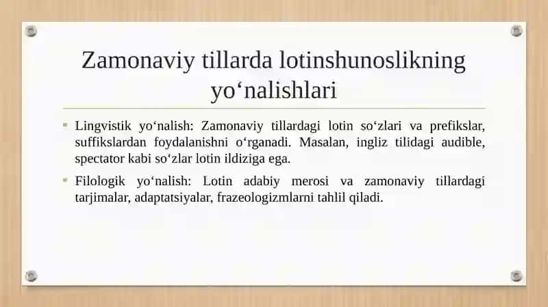 Zamonaviy tillarda lotinshunoslik 4