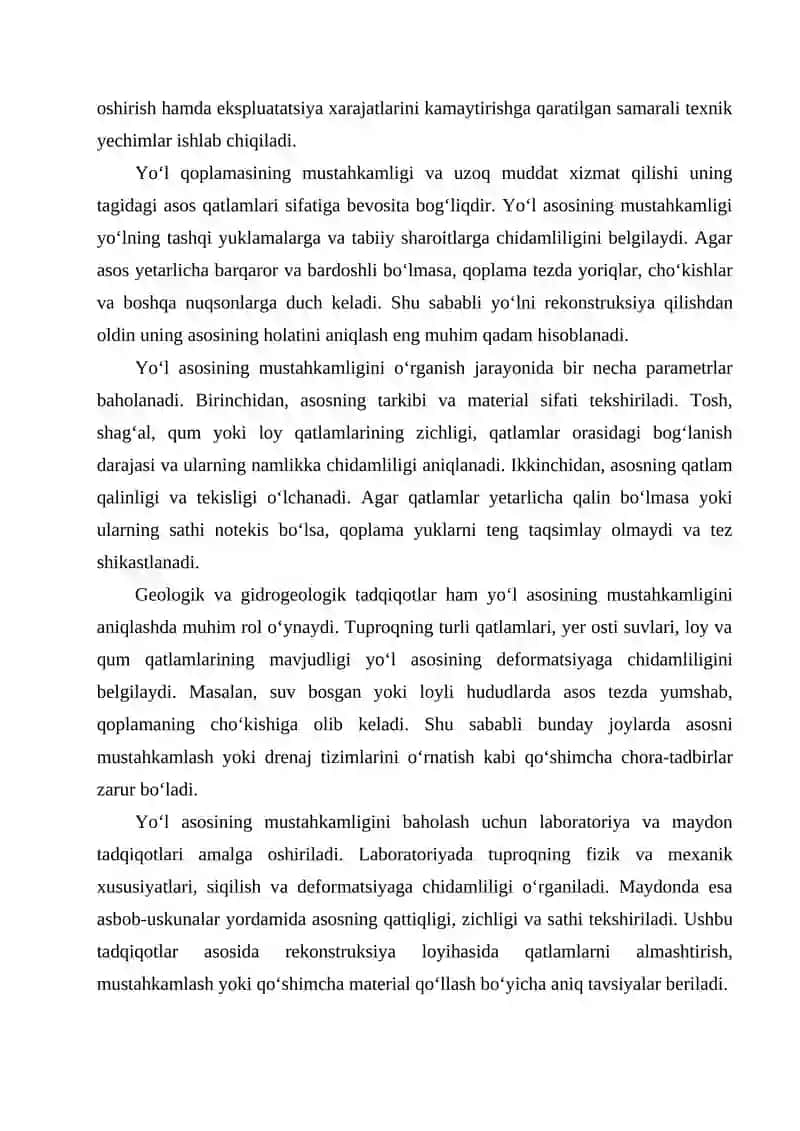 Mavjud yo‘llarni rekonstruksiya qilish uchun olib boriladigan qidiruv ishlari 4