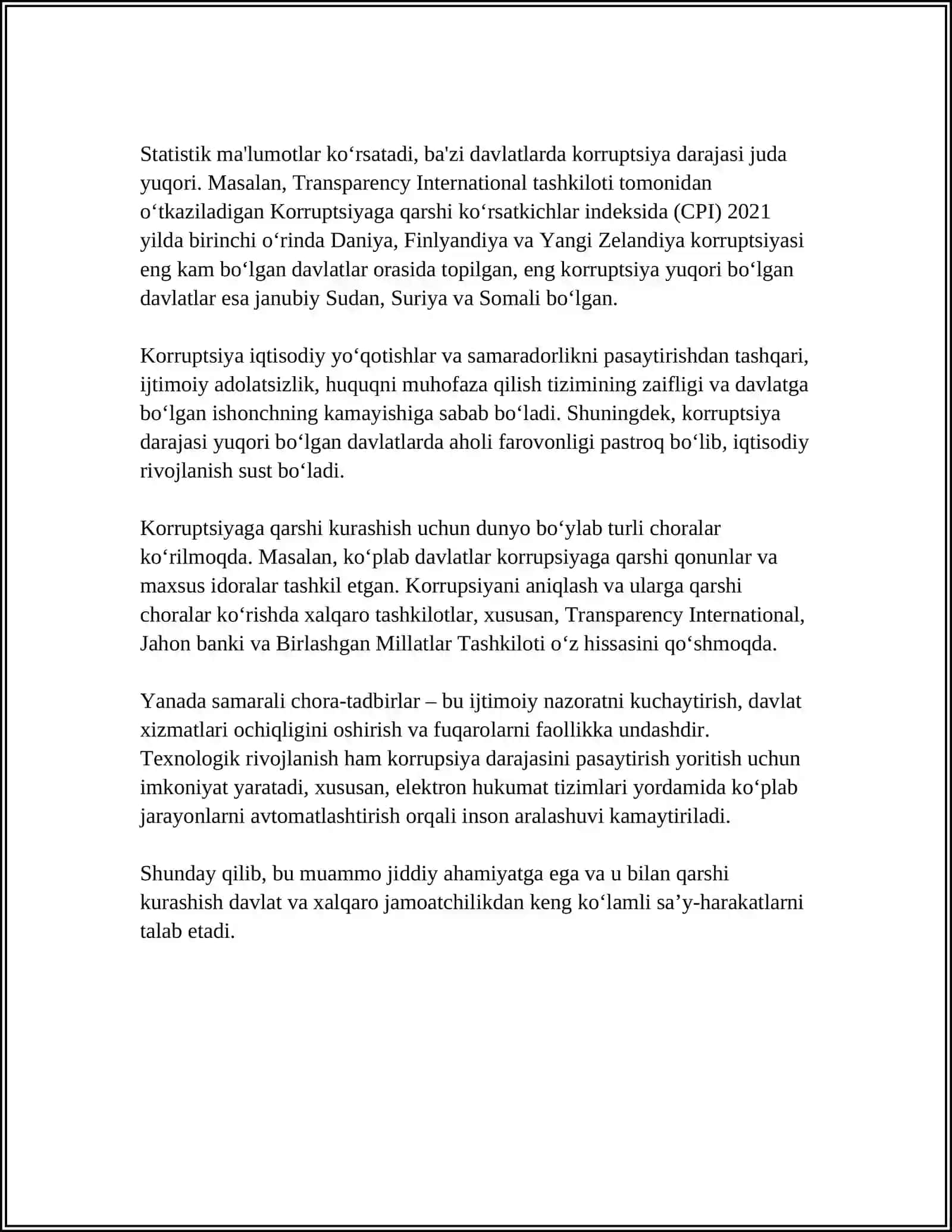 KORRUPSIYA TUSHUNCHASI. KORRUPSIYAGA QARSHI KURASHISHNING MAZMUN MOHIYATI 4