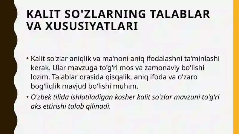 Kalit so'zlar va ularning roli 4