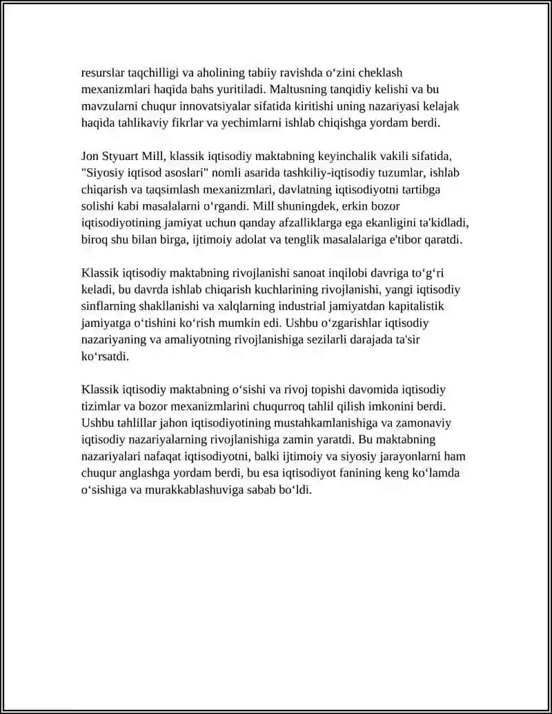 KLASIK IQTISODIY MAKTABNING RIVOJLANISHI 4