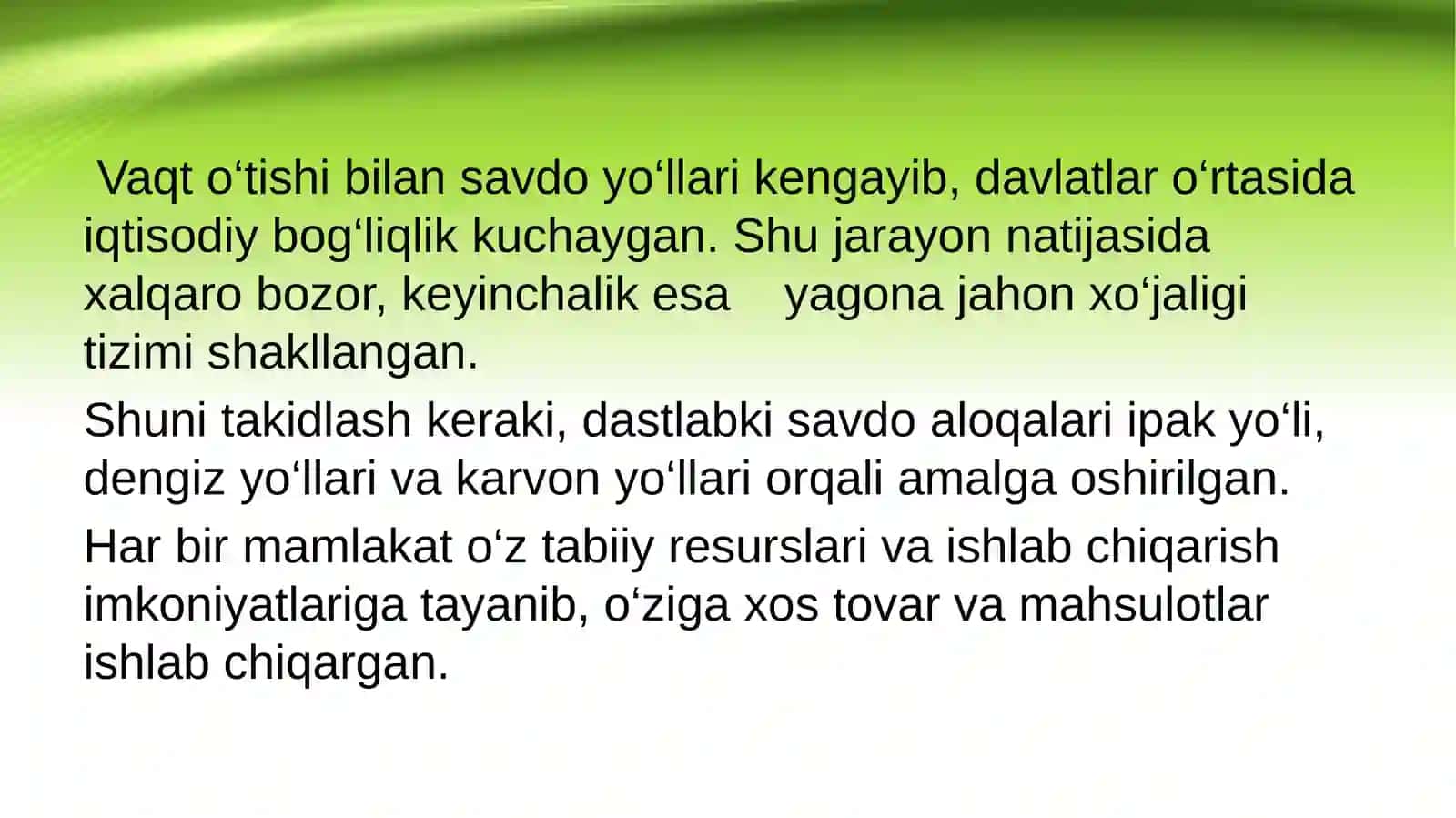 Jahon iqtisodiyotining shakllanishi va rivojlanish bosqichlari. 4