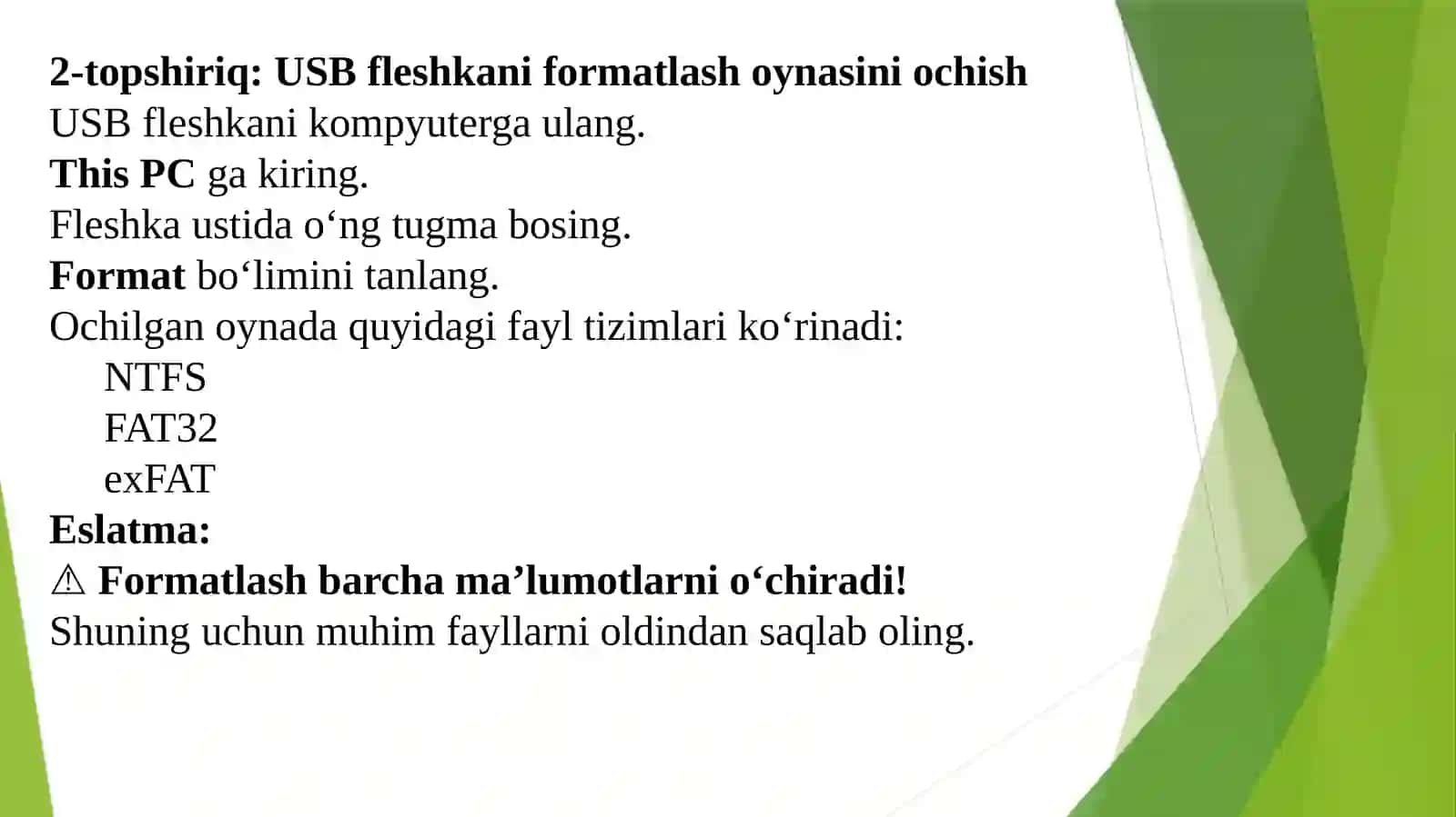 NTFS, FAT32, exFAT fayl tizimlari 4