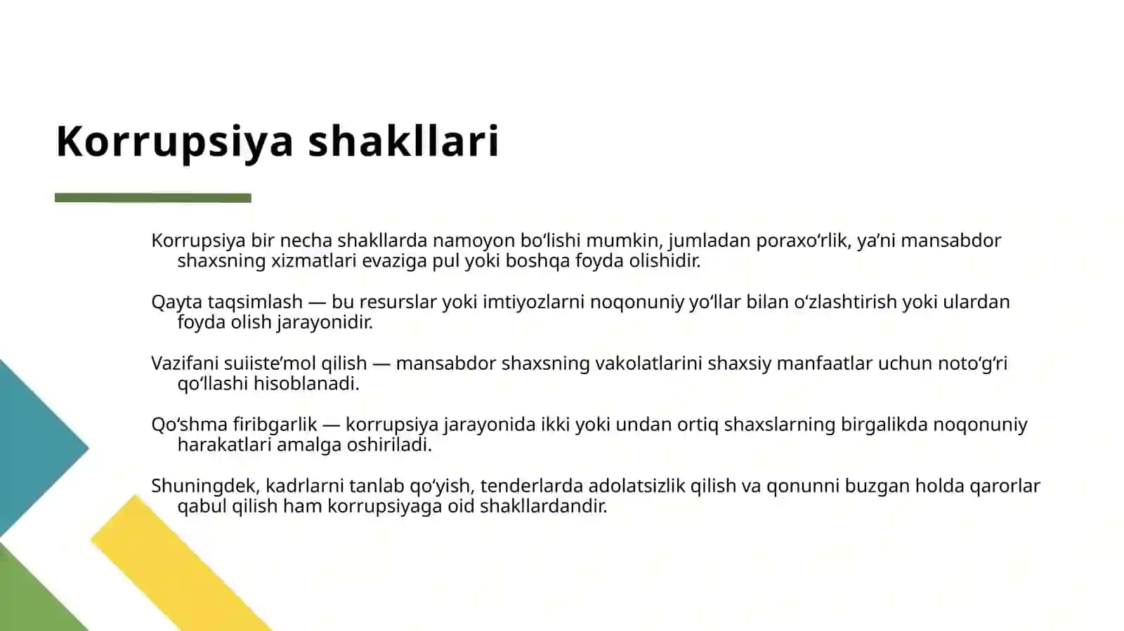 KORRUPSIYANING MOHIYATI VA OQIBATLARI UNGA QARSHI KURASHISH MEXANIZMLARI 4