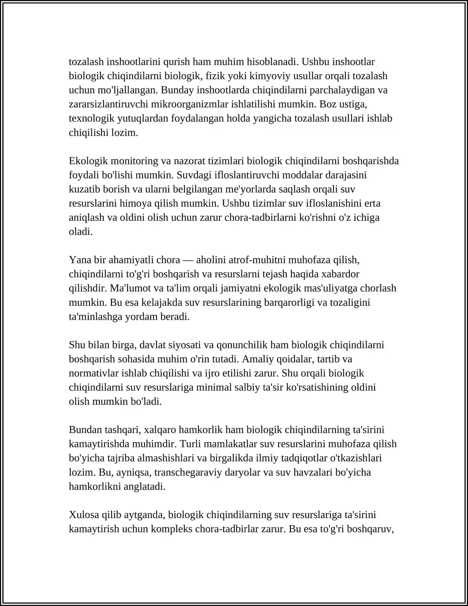 TASHQI MUHITNING BIOLOGIK VA TEXNOLOGIK CHIQINDILAR BILAN IFLOSLANISHI 4