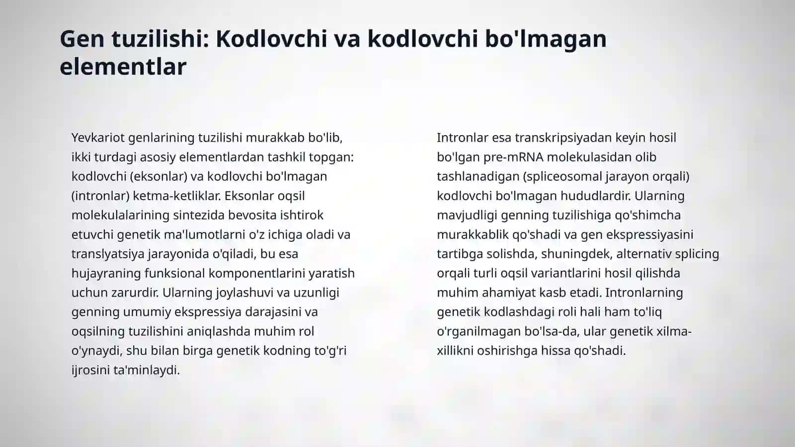 Eukariot hujayralar genlarining tuzilishi va funktsiyasi 4