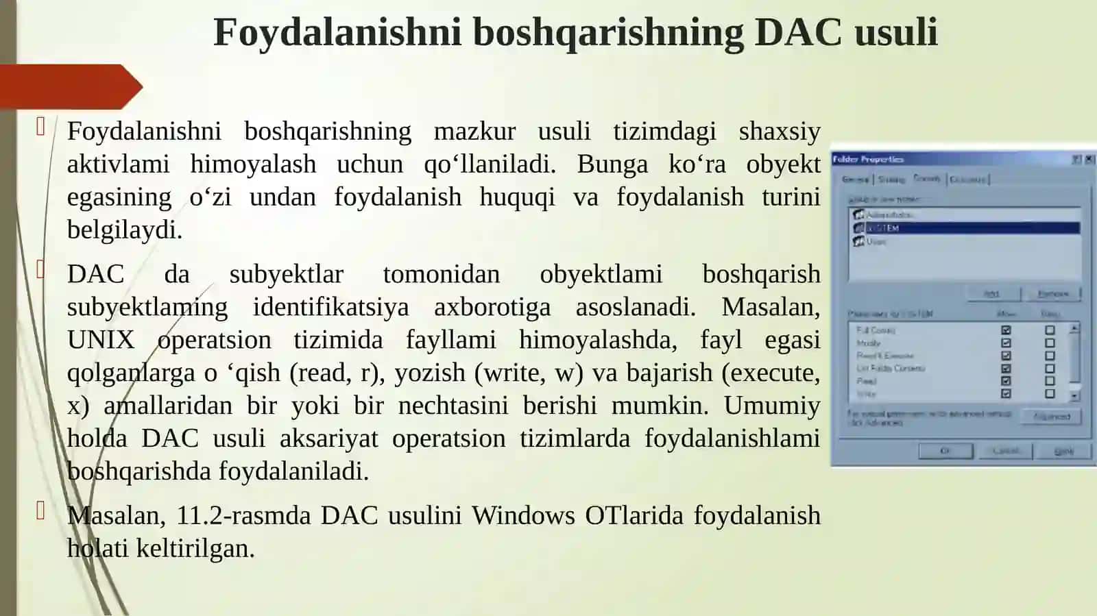 Ma’ruza: Ma’lumotlardan foydalanishni mantiqiy boshqarish 4