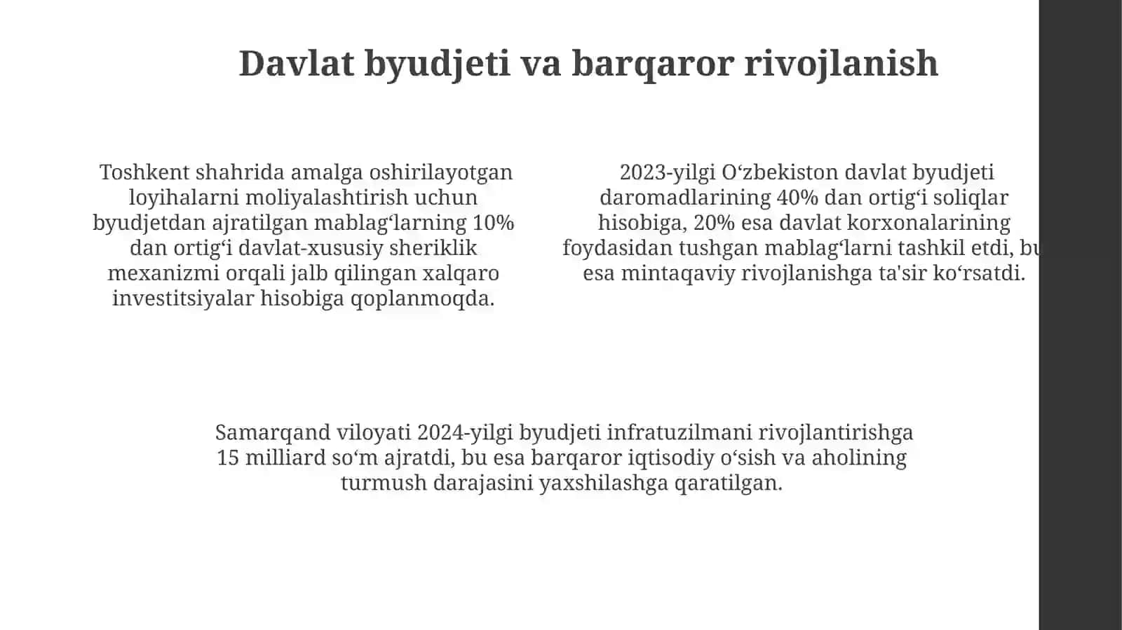 Davlat byudjet itarkibi va unitakomillashtirish yoʻllari 4