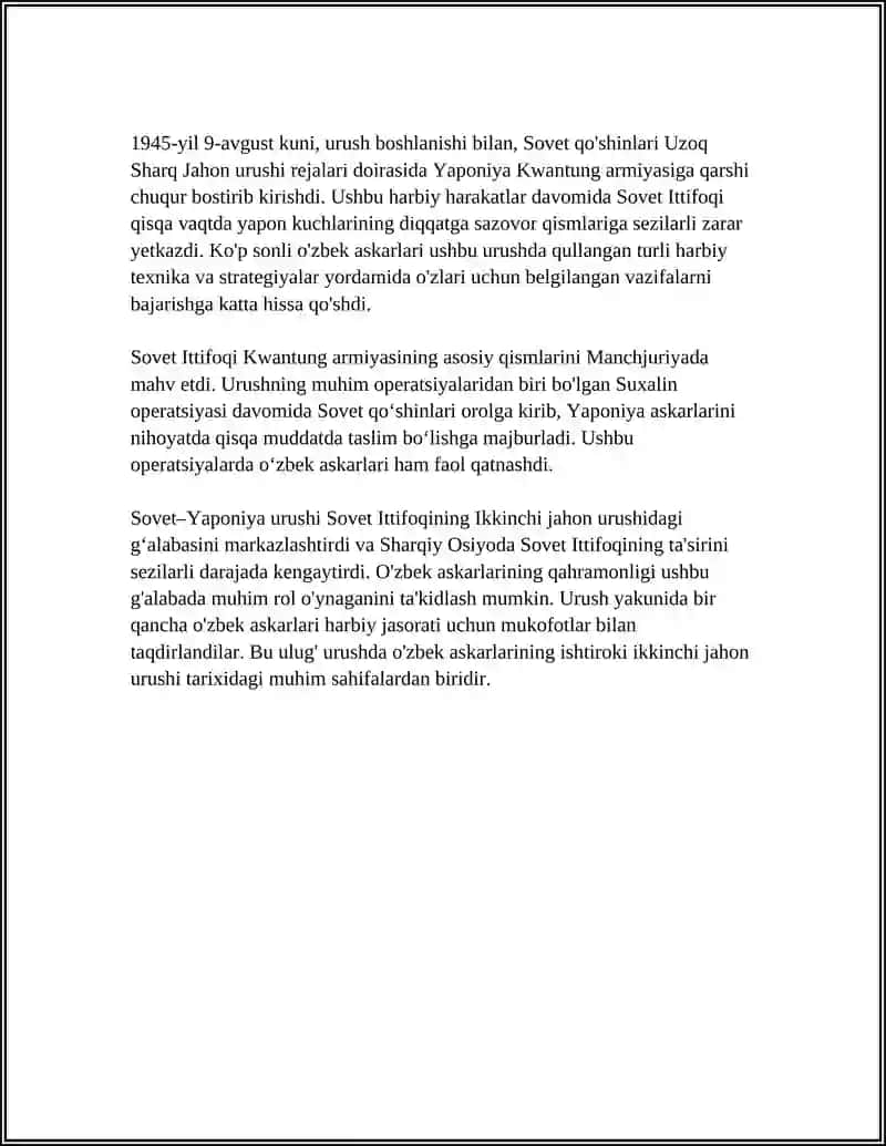 YAPONIYAGA QARSHI KURASHI OʻZBEKISTONLIKLAR ISHTIROKI 4