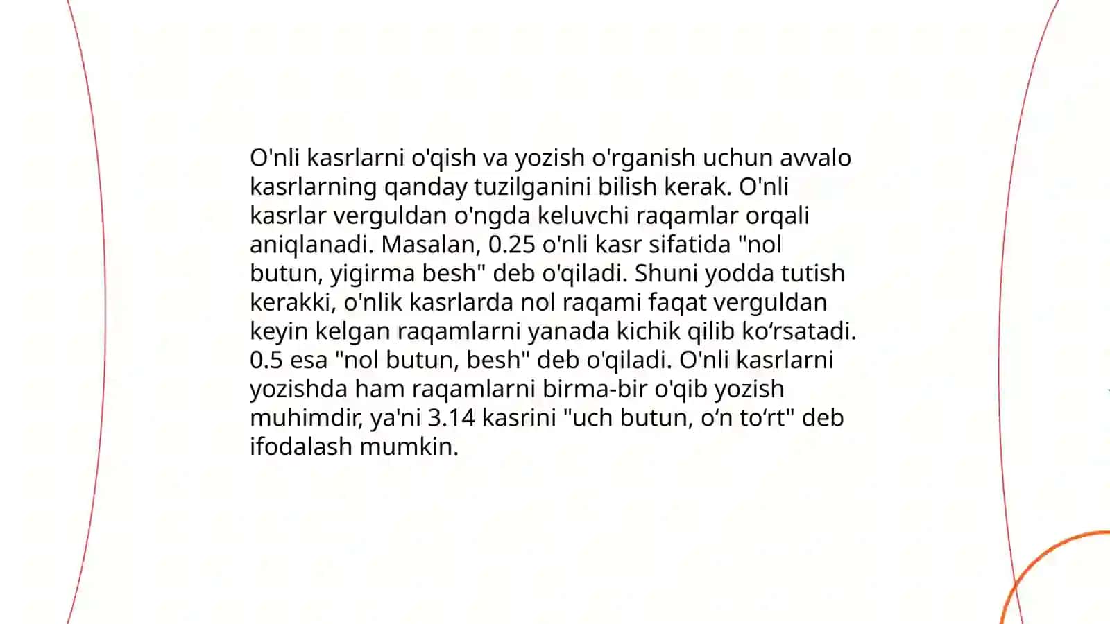 Oʻnli kasrlar va ular ustida arifmetik amallarni bajarish algoritmi 4