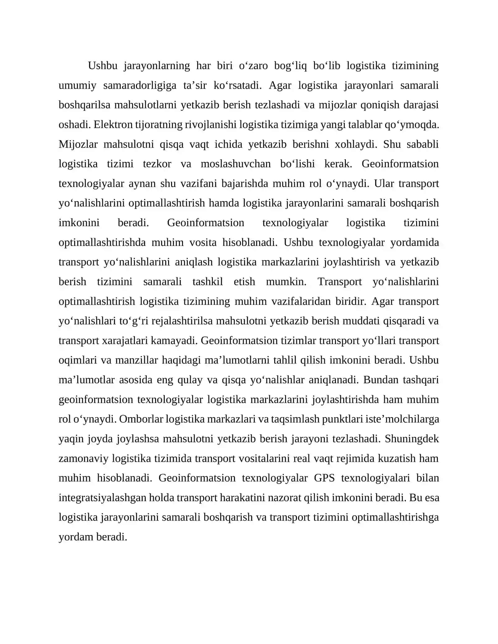 Geoinformatsion texnologiyalar asosida elektron tijorat logistikasini optimallashtirish va uning iqtisodiy samaradorligi 4