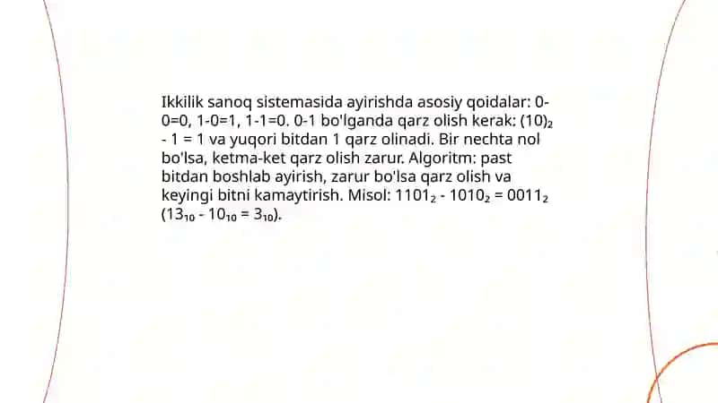 Ikkilik Sanoq Sistemasi Amallar 4