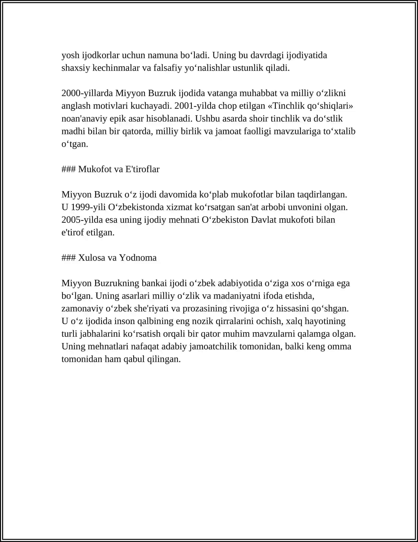 MIYON BUZRUK VA ABDURAHMON SADIY TANQIDCHILIK FAOLIYATI QARASHLARI 4