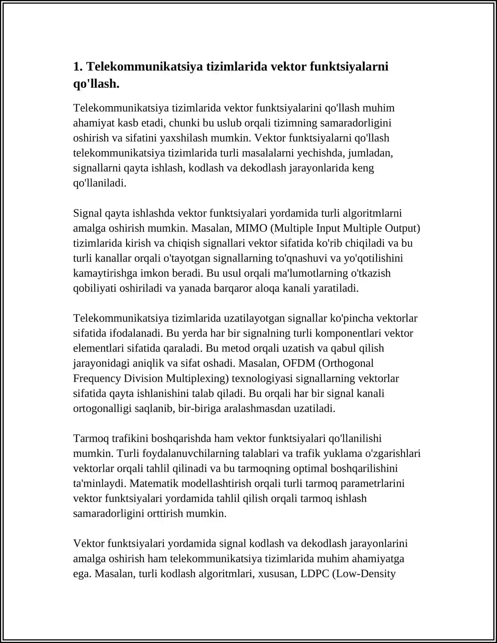 VEKTOR FUNKSIYALARNING TELEKOMMUNIKATSIYA SOHASIDAGI TATBIQLARI 4