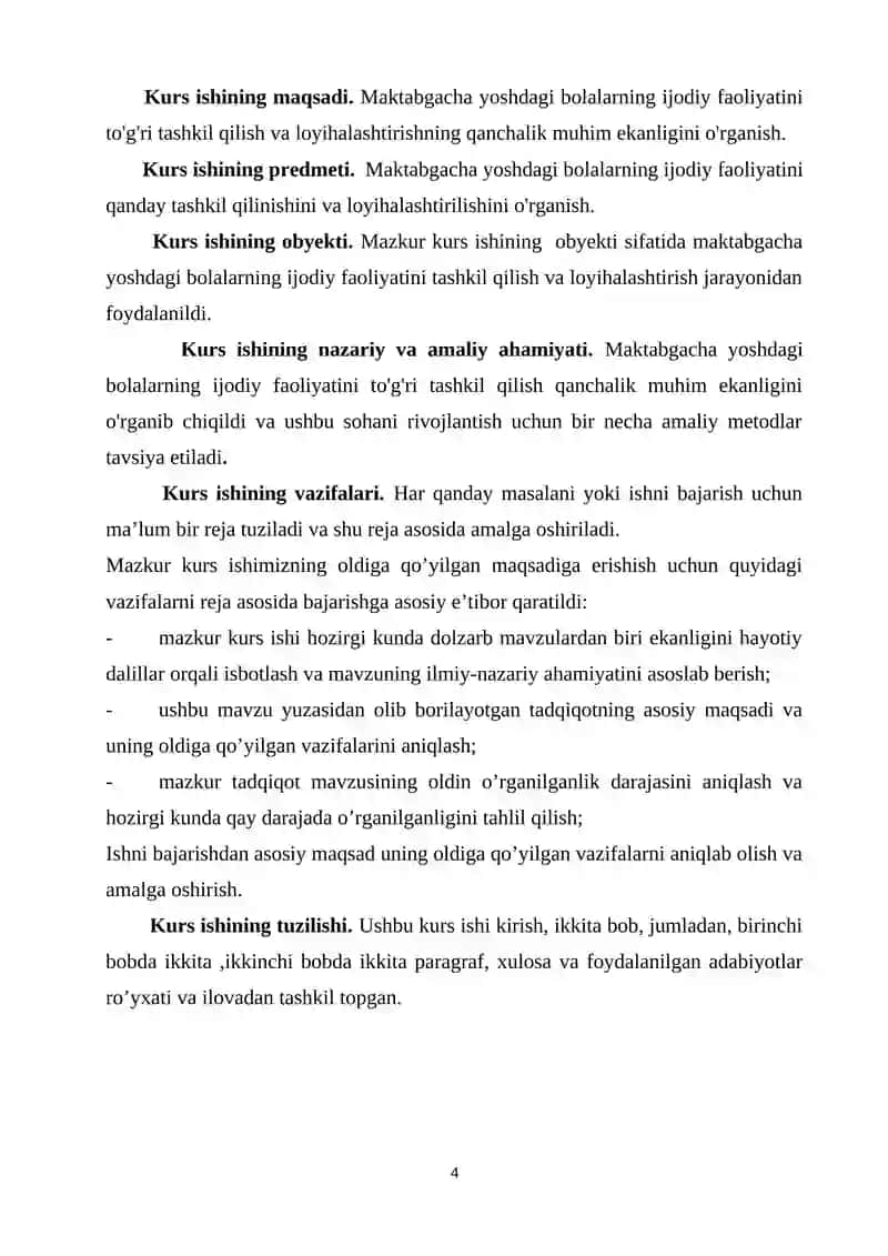 Maktabga tayyorlov (4 yoshdan 5 yoshgacha) guruxda Kubik usuli asosida ta'lim-tarbiya jarayonini loyihalashtirish 4