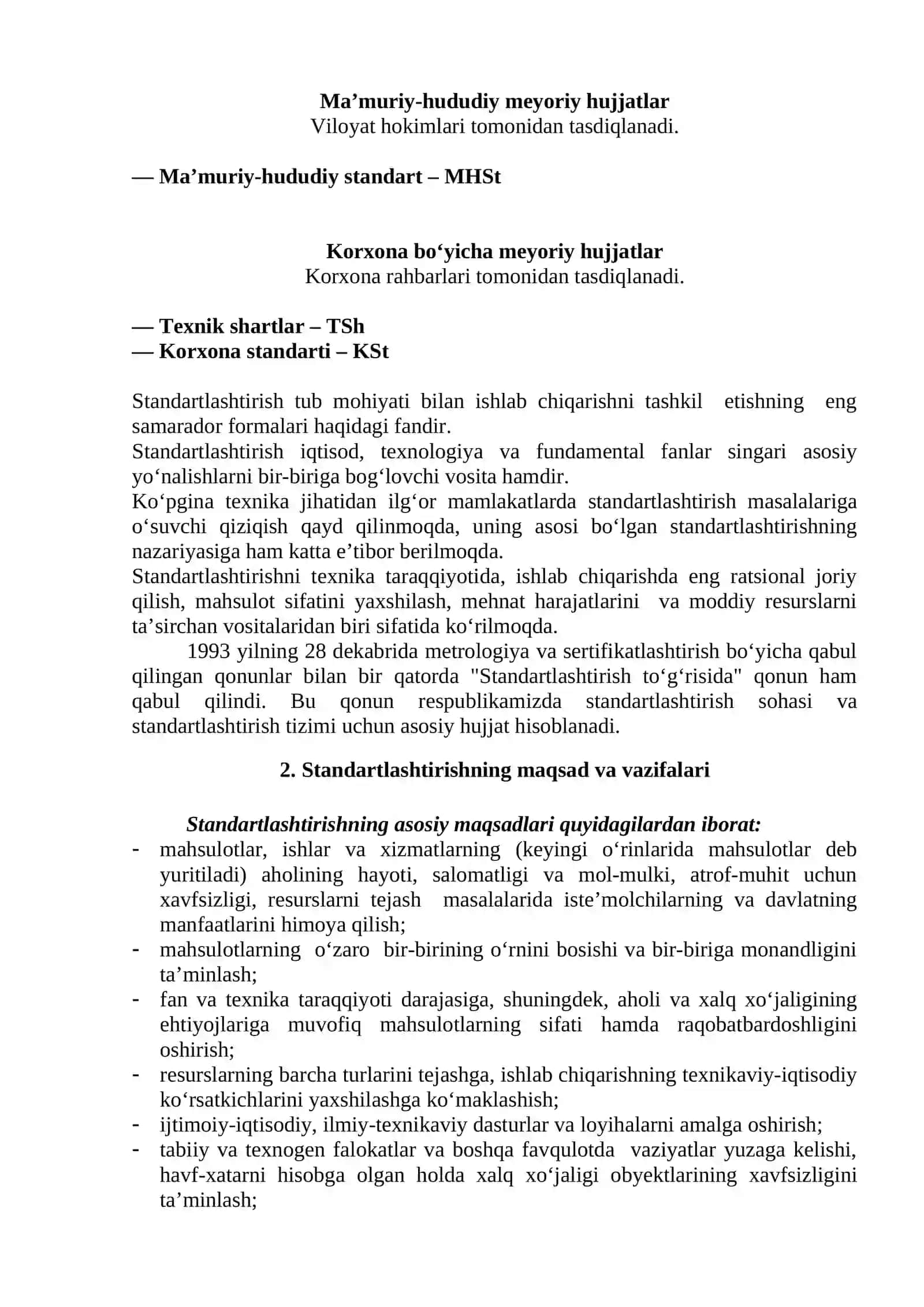 Standartlashtirishning maqsad va vazifalari 4