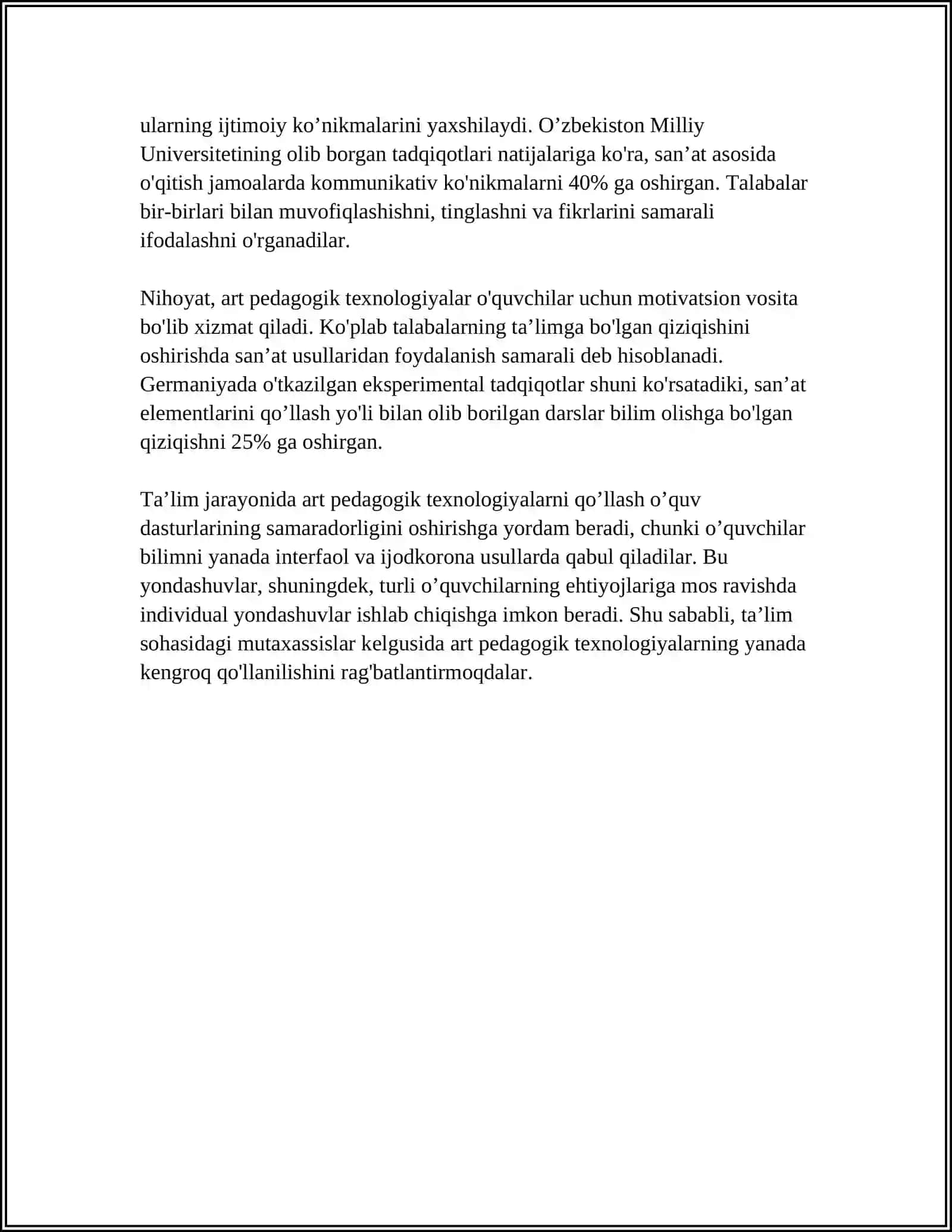 TA‘LIM JARAYONIDA ART PEDAGOGIK TEXNALOGIYALAR 4