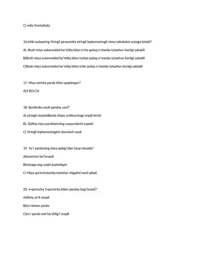 klinik anatomiya fanidan test savollari 4