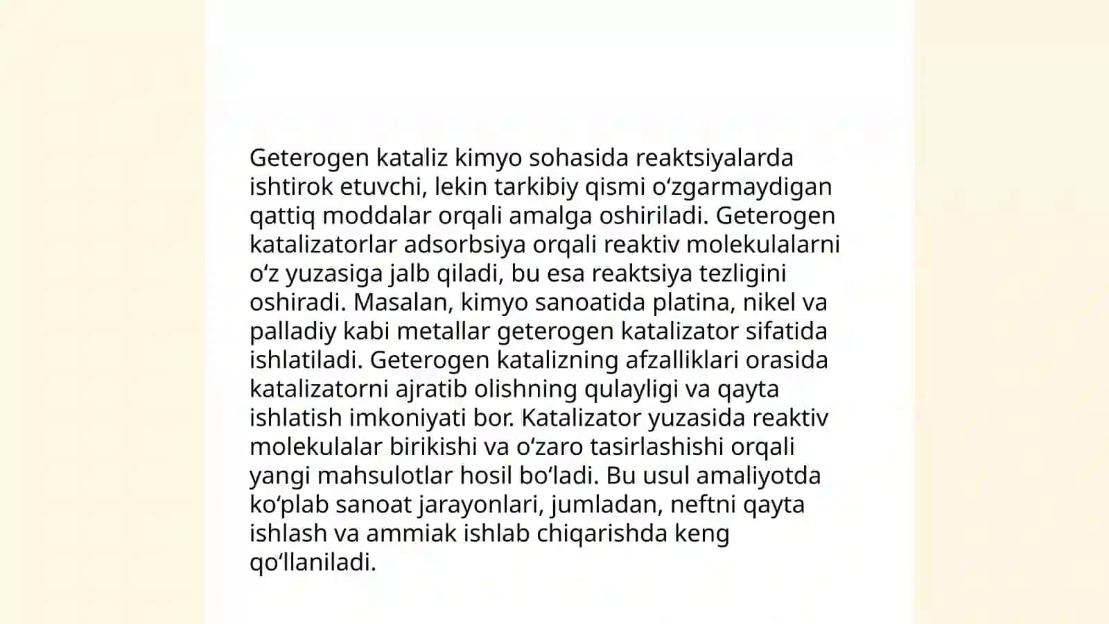 Aromatik uglevodorodlarni geterogen-katalitik vinillash reaksiyasi. Neft tarkibidagi alkanlarning xossalari 4