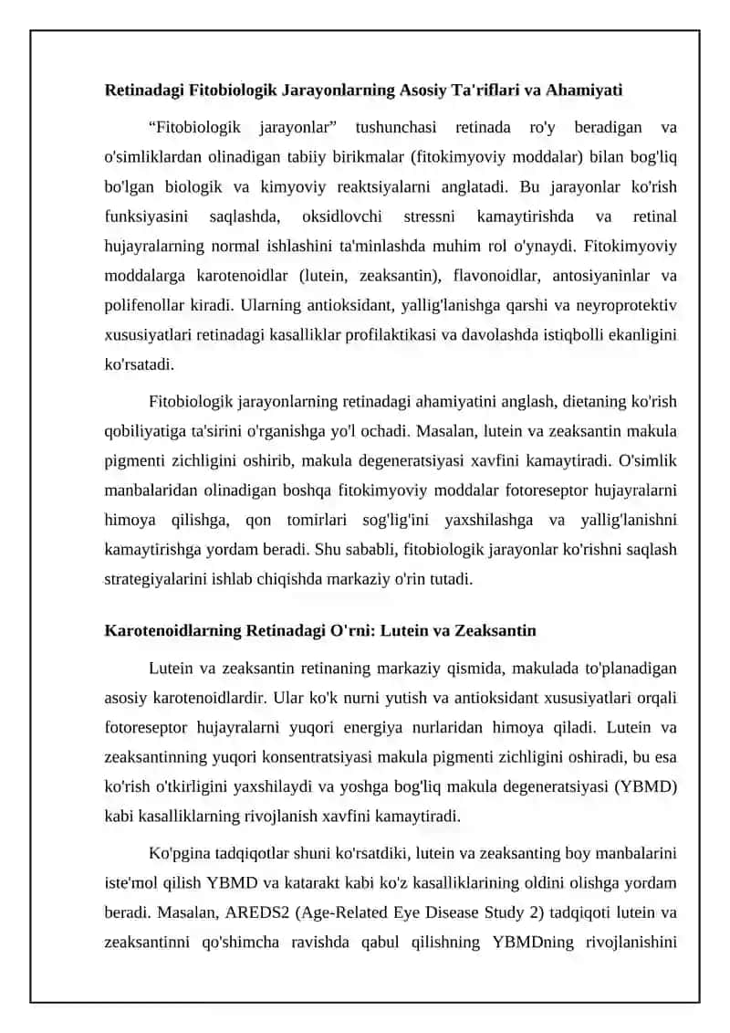 Retinadagi fitobiologik jarayonlar: asosiy tushunchalar va mexanizmlar 4