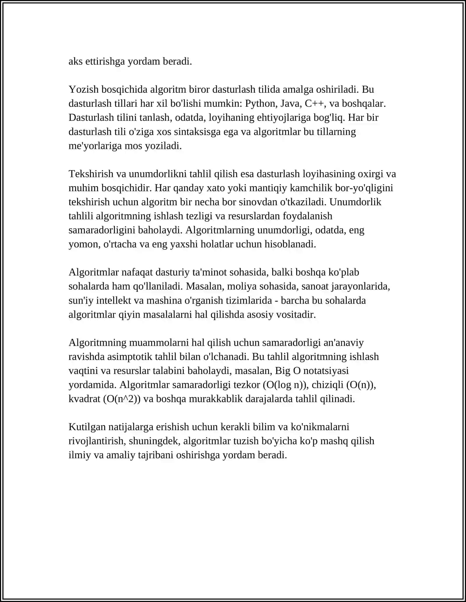 TARMOQLANUVCHI JARAYONLARNI TASHKIL ETISH(ALGORITM VA DASTUR) 4