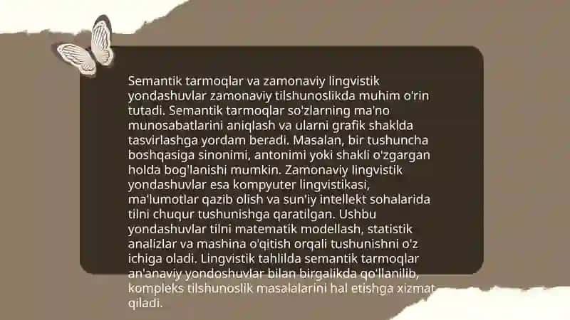Zamonaviy lingvistik yoʻnalishlarning tadqiq etilishi 4