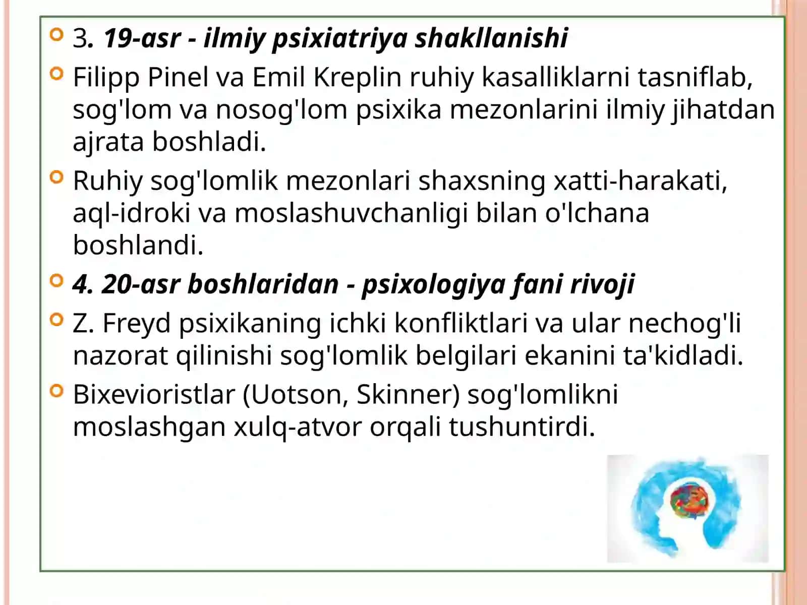 Pisixologiya fanidan, psixologik salomatlik mezonlari 4