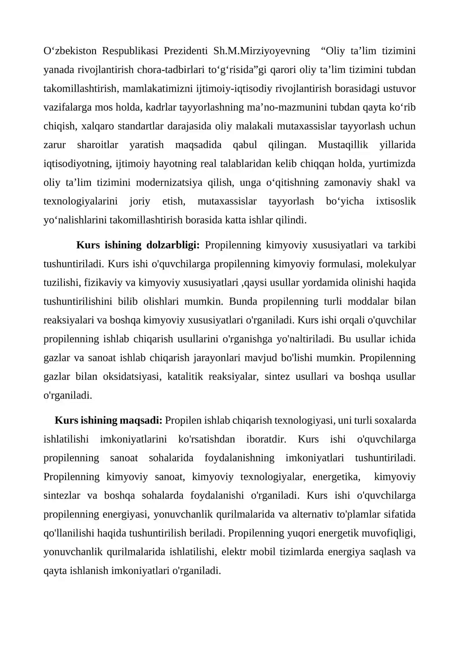ORGANIK MODDALAR SINTEZI FANIDAN TAYYORLAGAN KURS ISHI 4