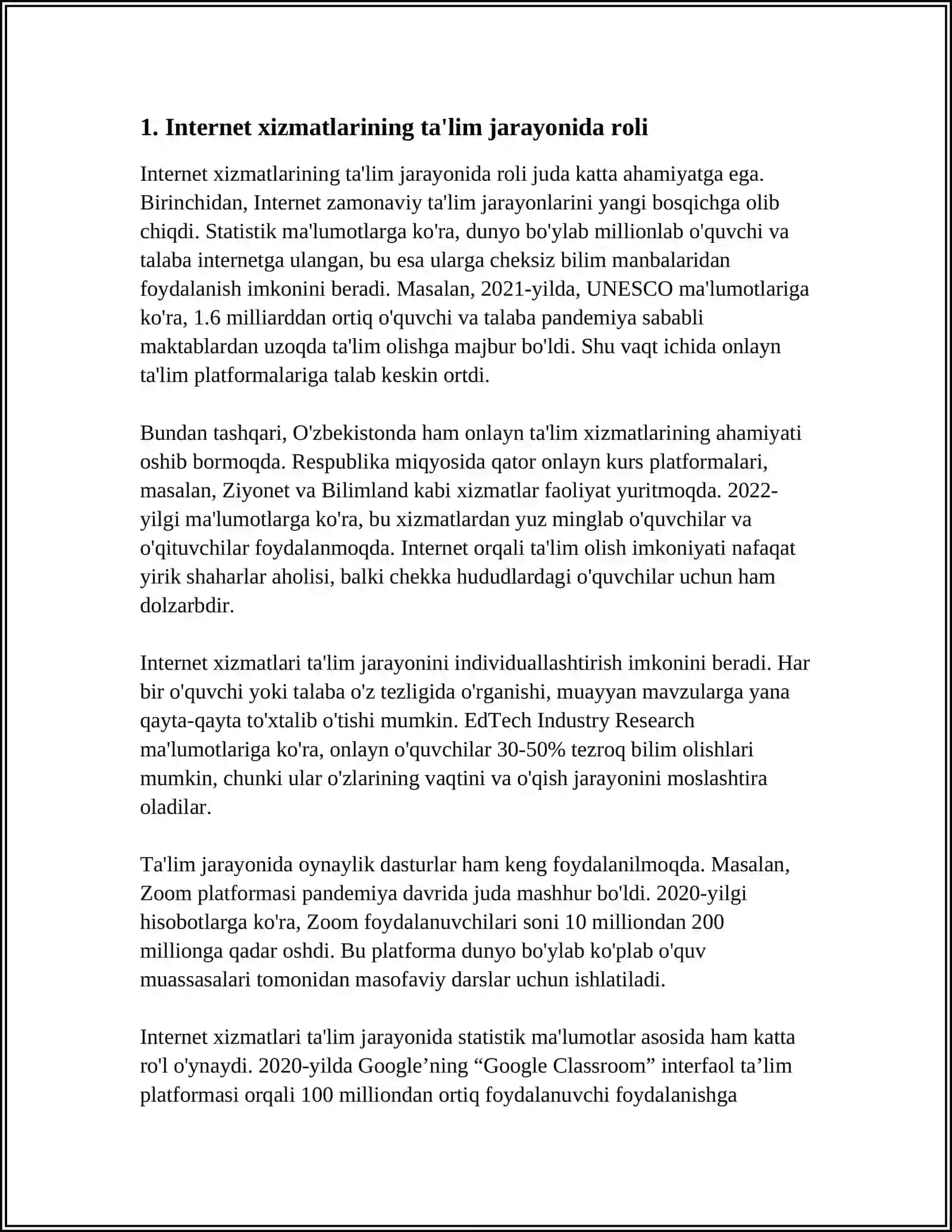 TA'LIM JARAYONINI TASHKIL ETISHDA INTERNET XIZMATLARIDAN FOYDALANISH 4