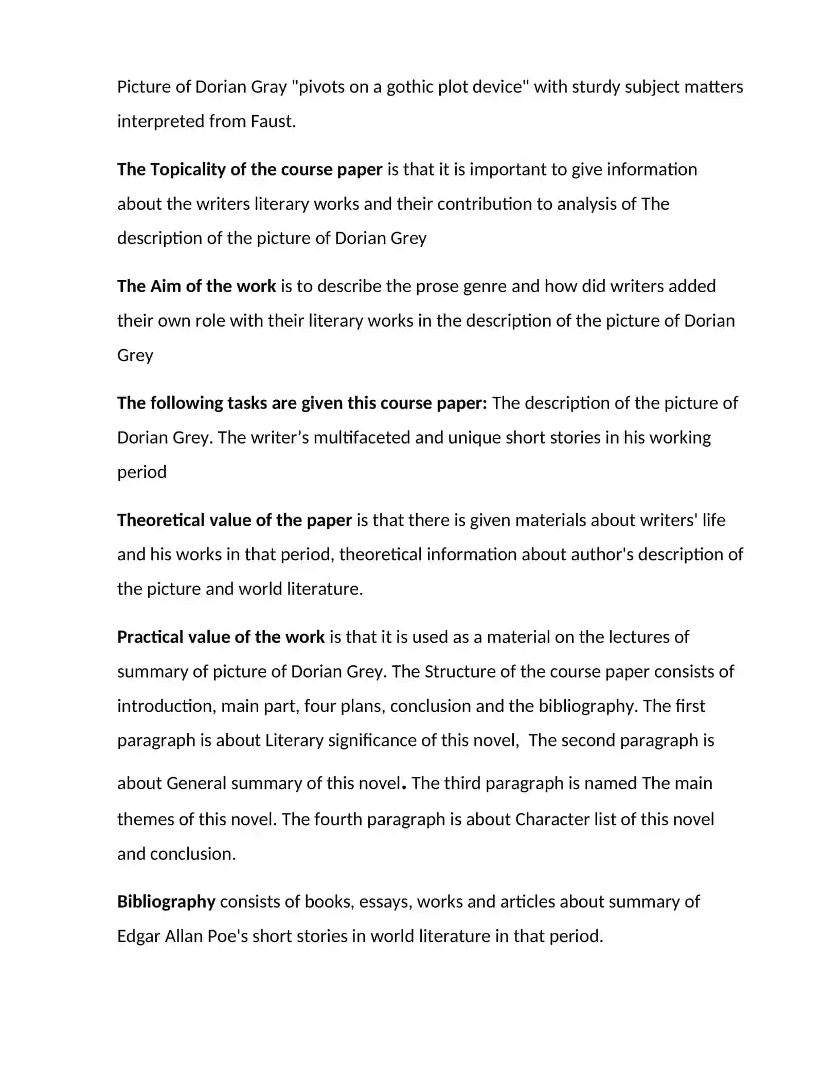 The Picture of Dorian Gray Course Paper 4