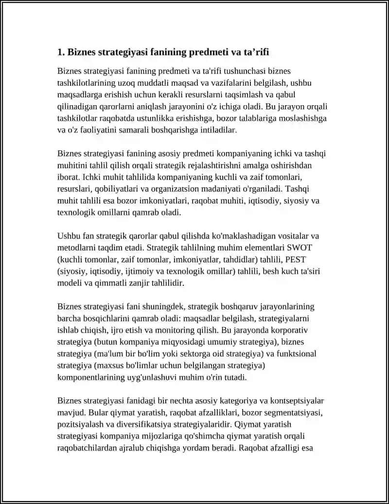 "BIZNES STRATEGIYASI" 4