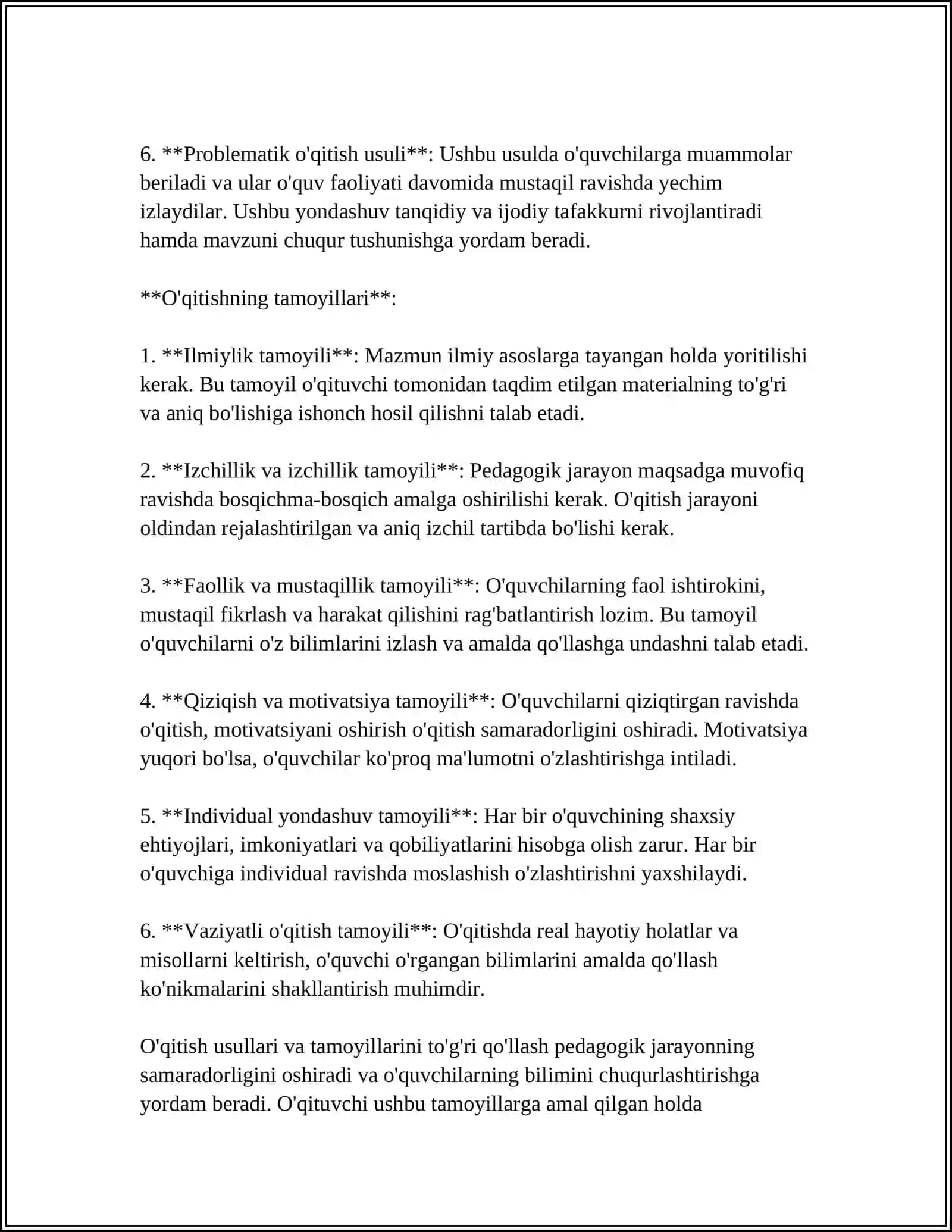 TABIIY FANLAR O‘QITISH METODIKASI, O‘QITISH TAMOYILLARINI AMALIYOTGA TATBIQ ETISH 4