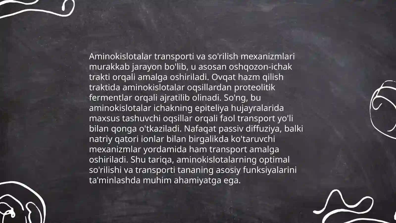 Oziq moddalar (oqsillar,yogʻlar,uglevodlar,mineral tuzlar)ning qonga soʻrilish mexanizmlari 4